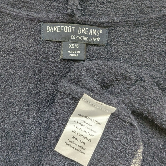 Barefoot Dreams Cozychic Lite Hooded Cardigan Sweater Women XS S Blue Long Soft - Picture 6 of 9